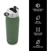 imageSwell Recycled Stainless Steel Explorer with Flip Straw Lid and Handle 40oz Onyx Triple Layered Vacuum Insulated Containers Keeps Drinks Cold for 54 Hours and Hot for 12Green Jasper