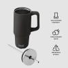 imageSwell Recycled Stainless Steel Tumbler XL with Straw and Handle 30oz Onyx Triple Layered Vacuum Insulated Container Keeps Drinks Cold 36 hours and Hot for 9 BPA FreeOnyx