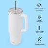 imageSwell Recycled Stainless Steel Tumbler XL with Straw and Handle 30oz Onyx Triple Layered Vacuum Insulated Container Keeps Drinks Cold 36 hours and Hot for 9 BPA FreeMoonstone