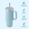 imageSwell Recycled Stainless Steel Tumbler XL with Straw and Handle 30oz Onyx Triple Layered Vacuum Insulated Container Keeps Drinks Cold 36 hours and Hot for 9 BPA FreePowder Blue