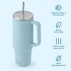 imageSwell Recycled Stainless Steel Tumbler XL with Straw and Handle 30oz Onyx Triple Layered Vacuum Insulated Container Keeps Drinks Cold 36 hours and Hot for 9 BPA FreePowder Blue