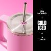 imageSwell Recycled Stainless Steel Tumbler XL with Straw and Handle 30oz Onyx Triple Layered Vacuum Insulated Container Keeps Drinks Cold 36 hours and Hot for 9 BPA FreeHydrangea Pink