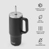 imageSwell Recycled Stainless Steel Tumbler XL with Straw and Handle 30oz Onyx Triple Layered Vacuum Insulated Container Keeps Drinks Cold 36 hours and Hot for 9 BPA FreeOnyx