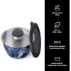 imageSwell Stainless Steel 64oz Salad Bowl Kit Azurite Color Includes 2oz Condiment Container and Removable Tray LeakProof Easy to Clean Dishwasher Safe
