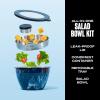 imageSwell Stainless Steel 64oz Salad Bowl Kit Azurite Color Includes 2oz Condiment Container and Removable Tray LeakProof Easy to Clean Dishwasher Safe