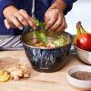 imageSwell Stainless Steel 64oz Salad Bowl Kit Azurite Color Includes 2oz Condiment Container and Removable Tray LeakProof Easy to Clean Dishwasher Safe