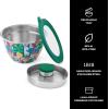 imageSwell Stainless Steel 64oz Salad Bowl Kit Paper Cutouts Design Includes 2oz Mini Canister and Removable Tray Leakproof Easy to Clean Dishwasher Safe