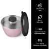 imageSwell Stainless Steel 64oz Salad Bowl Kit Pink Topaz Color Comes with 2oz Mini Canister and Removable Tray for Organization Leakproof and Dishwasher Safe