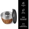 imageSwell Stainless Steel 64oz Salad Bowl Kit Teakwood Finish Includes 2oz Condiment Container and Removable Tray LeakProof and Easy to Clean Dishwasher Safe