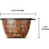 imageSwell Stainless Steel 64oz Salad Bowl Kit Teakwood Finish Includes 2oz Condiment Container and Removable Tray LeakProof and Easy to Clean Dishwasher Safe
