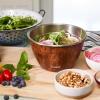 imageSwell Stainless Steel 64oz Salad Bowl Kit Teakwood Finish Includes 2oz Condiment Container and Removable Tray LeakProof and Easy to Clean Dishwasher Safe