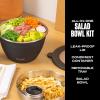 imageSwell Stainless Steel 64oz Salad Bowl Kit in Onyx Comes with 2oz Condiment Container and Removable Tray for Organized Serving LeakProof and Dishwasher Safe