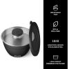 imageSwell Stainless Steel 64oz Salad Bowl Kit in Onyx Comes with 2oz Condiment Container and Removable Tray for Organized Serving LeakProof and Dishwasher Safe