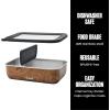 imageSwell Stainless Steel Bento Box Azurite Marble Fits One Large Entree Or Small Entree And Snack Includes Removable Divider Leakproof Easy to Clean Dishwasher SafeTeakwood