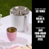 imageSwell Stainless Steel Ice Bucket XL 100oz Teakwood Includes Lid And Scoop Triple Layered Vacuum Insulated Container Keeps Ice Colder for Longer BPA Free BarwareAngel Food