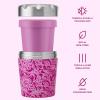 imageSwell Stainless Steel Ice Cream Chiller 16oz Teakwood Triple Layered Vacuum Insulated Container Keeps Ice Cream Frozen For Up To Four Hours BPA FreeStrawberry Swirl