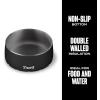 imageSwell Stainless Steel Pet Bowl 32oz Teakwood for Small to Medium Size Dogs Mess Free Design with Non Slip Rubber Bottom Dishwasher Safe BPA FreeOnyx