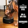 imageSwell Stainless Steel Pet Bowl 32oz Teakwood for Small to Medium Size Dogs Mess Free Design with Non Slip Rubber Bottom Dishwasher Safe BPA FreeOnyx