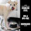 imageSwell Stainless Steel Pet Bowl 32oz Teakwood for Small to Medium Size Dogs Mess Free Design with Non Slip Rubber Bottom Dishwasher Safe BPA FreeOnyx