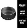 imageSwell Stainless Steel Pet Bowl 32oz Teakwood for Small to Medium Size Dogs Mess Free Design with Non Slip Rubber Bottom Dishwasher Safe BPA FreeOnyx