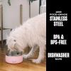 imageSwell Stainless Steel Pet Bowl 32oz Teakwood for Small to Medium Size Dogs Mess Free Design with Non Slip Rubber Bottom Dishwasher Safe BPA FreePink Topaz