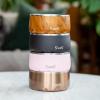 imageSwell Stainless Steel Pet Bowl 32oz Teakwood for Small to Medium Size Dogs Mess Free Design with Non Slip Rubber Bottom Dishwasher Safe BPA FreePink Topaz