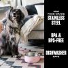 imageSwell Stainless Steel Pet Bowl 32oz Teakwood for Small to Medium Size Dogs Mess Free Design with Non Slip Rubber Bottom Dishwasher Safe BPA FreePink Topaz