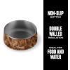 imageSwell Stainless Steel Pet Bowl 32oz Teakwood for Small to Medium Size Dogs Mess Free Design with Non Slip Rubber Bottom Dishwasher Safe BPA FreeTeakwood