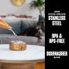 imageSwell Stainless Steel Pet Bowl 32oz Teakwood for Small to Medium Size Dogs Mess Free Design with Non Slip Rubber Bottom Dishwasher Safe BPA FreeTeakwood