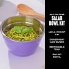 imageSwell Stainless Steel Salad Bowl Kit 64oz Hillside Lavender Comes with 2oz Mini Canister and Removable Tray for Organization Leakproof Easy to Clean Dishwasher Safe