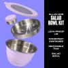 imageSwell Stainless Steel Salad Bowl Kit 64oz Lilac Comes with 2oz Mini Canister and Removable Tray for Organization Leakproof Easy to Clean Dishwasher Safe
