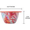 imageSwell Stainless Steel Salad Bowl Kit 64oz Marble Swirl Comes with 2oz Mini Canister and Removable Tray for Organization Leakproof Easy to Clean Dishwasher Safe