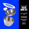 imageSwell Stainless Steel Salad Bowl Kit 64oz Moonstone Comes with 2oz Mini Canister and Removable Tray for Organization Leakproof Easy to Clean Dishwasher Safe