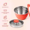 imageSwell Stainless Steel Salad Bowl Kit 64oz Radiant Coral Comes with 2oz Mini Canister and Removable Tray for Organization Leakproof Easy to Clean Dishwasher SafeRadiant Coral