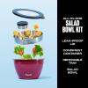 imageSwell Stainless Steel Salad Bowl Kit 64oz Wild Cherry Comes with 2oz Mini Canister and Removable Tray for Organization Leakproof Easy to Clean Dishwasher Safe