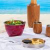 imageSwell Stainless Steel Salad Bowl Kit 64oz Wild Cherry Comes with 2oz Mini Canister and Removable Tray for Organization Leakproof Easy to Clean Dishwasher Safe