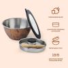 imageSwell Stainless Steel Salad Bowl Kit XL 184oz Angel Food Includes 5oz Canister For Dressing Serving Utensils and Removable Tray Leakproof Easy to Clean Dishwasher and Refrigerator SafeTeakwood