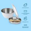 imageSwell Stainless Steel Salad Bowl Kit XL 184oz Angel Food Includes 5oz Canister For Dressing Serving Utensils and Removable Tray Leakproof Easy to Clean Dishwasher and Refrigerator SafeAngel Food