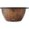 imageSwell Stainless Steel Salad Bowl Kit XL 184oz Angel Food Includes 5oz Canister For Dressing Serving Utensils and Removable Tray Leakproof Easy to Clean Dishwasher and Refrigerator SafeTeakwood