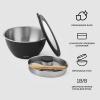 imageSwell Stainless Steel Salad Bowl Kit XL 184oz Angel Food Includes 5oz Canister For Dressing Serving Utensils and Removable Tray Leakproof Easy to Clean Dishwasher and Refrigerator SafeOnyx