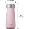 imageSwell Stainless Steel Traveler 16oz Moonstone Triple Layered Vacuum Insulated Containers Keeps Drinks Cold for 24 Hours and Hot for 12 BPA Free Easy Carrying On the GoPink Topaz
