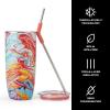 imageSwell Stainless Steel Tumbler with Straw and SlideOpen Lid 24oz Steffi Lynn x Swell Triple Layered Vacuum Insulated Containers Keeps Drinks Cold for 18 Hours and Hot for 5 BPA FreeBlack  White Marble Pattern