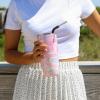 imageSwell Stainless Steel Tumbler with Straw and SlideOpen Lid 24oz Steffi Lynn x Swell Triple Layered Vacuum Insulated Containers Keeps Drinks Cold for 18 Hours and Hot for 5 BPA FreeGeode Rose
