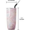 imageSwell Stainless Steel Tumbler with Straw and SlideOpen Lid 24oz Steffi Lynn x Swell Triple Layered Vacuum Insulated Containers Keeps Drinks Cold for 18 Hours and Hot for 5 BPA FreeGeode Rose