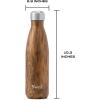 imageSwell Stainless Steel Water Bottle 17oz Teakwood Triple Layered Vacuum Insulated Containers Keeps Drinks Cold for 36 Hours and Hot for 18 BPA Free Perfect for On the Go