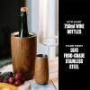 imageSwell Stainless Steel Wine Chiller Holds 750ml Bottle Onyx Triple Layered Vacuum Insulated Container Keeps Bottles Chilled for Longer BPA Free BarwareTeakwood