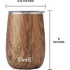 imageSwell Stainless Steel Wine Tumbler 14oz Teakwood Triple Layered Vacuum Insulated Container Keeps Drinks Colder for Longer Splash Proof Slide Open Lid BPA Free BarwareTeakwood