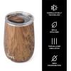 imageSwell Stainless Steel Wine Tumbler 14oz Teakwood Triple Layered Vacuum Insulated Container Keeps Drinks Colder for Longer Splash Proof Slide Open Lid BPA Free BarwareTeakwood