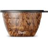 imageSwell Stainless Steel 64oz Salad Bowl Kit Teakwood Finish Includes 2oz Condiment Container and Removable Tray LeakProof and Easy to Clean Dishwasher Safe