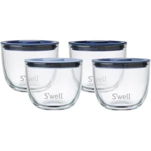 imageSwell 12oz Glass Prep Bowl Set of 4 For Easy Meal Prep Vintage Pastels Made From Durable Tempered Glass Nests Inside 215ozCoastal Blues